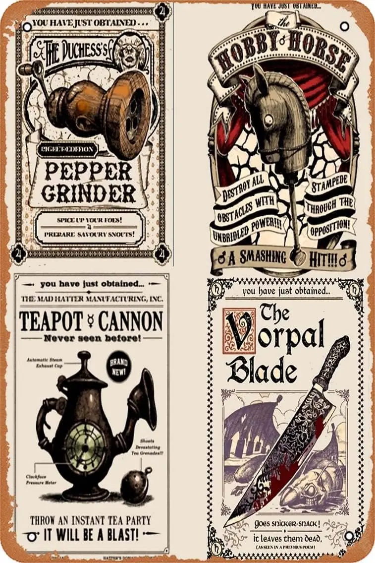 

Weapons Cards- Alice Madness Returns Photographic Print Vintage Retro Metal Sign 8x12 Inch Man Cave Home Wall Decor