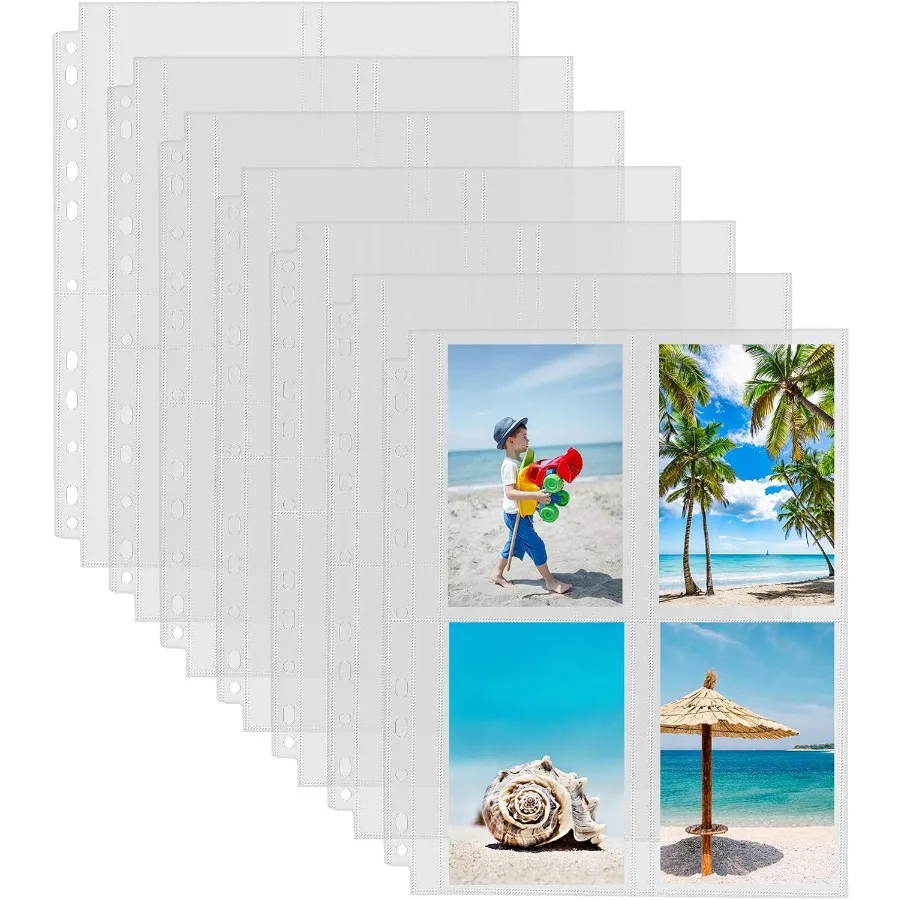 

30 упаковок сверхпрочных фоторукавов для 3-х кольцевых переплетов, 240 фотографий, 3,5x5, пластиковые страницы для заправки альбомов, прозрачные архивальные рукава Seed Bi