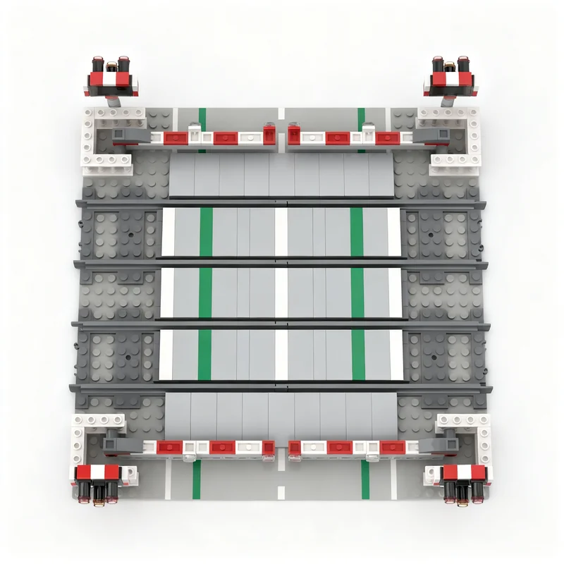 372pcs MOC Train UK Double Track Full Barrier Level Model Toys Building Blocks DIY Construction Creative Christmas Gifts Idea