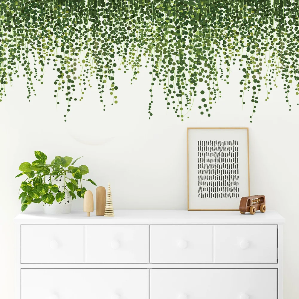ملصقات حائط حبر الكروم الخضراء طبيعة لغرفة المعيشة غرفة نوم المنزل زهرة حائط الخلفية ديكور ملصق ذاتي اللصق خلفية #2
