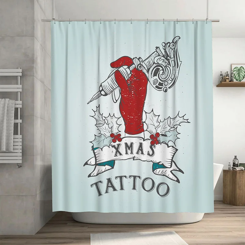 

TU Винтажная занавеска для душа с татуировкой, черепом и розами, темный художественный декор для ванной комнаты, гранж, готическая моющаяся подкладка