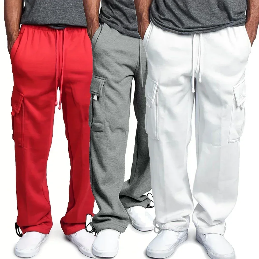 

Mens Sweatpants Fit Joggers for Sports and Streetwear Loose Oversized Soft Drawstring Long Pants Men Multi - Pocket Pants