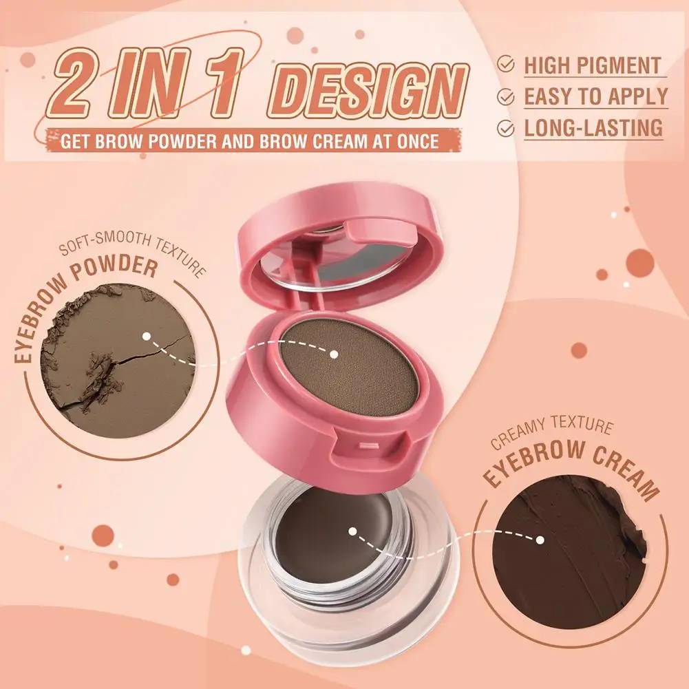 PINKFLASH 2 In 1 더블 이펙트 아이브로우 파우더 젤 방수 속건성 3D 아이브로우 스타일링 크림 인핸서 화장품 브러쉬 포함