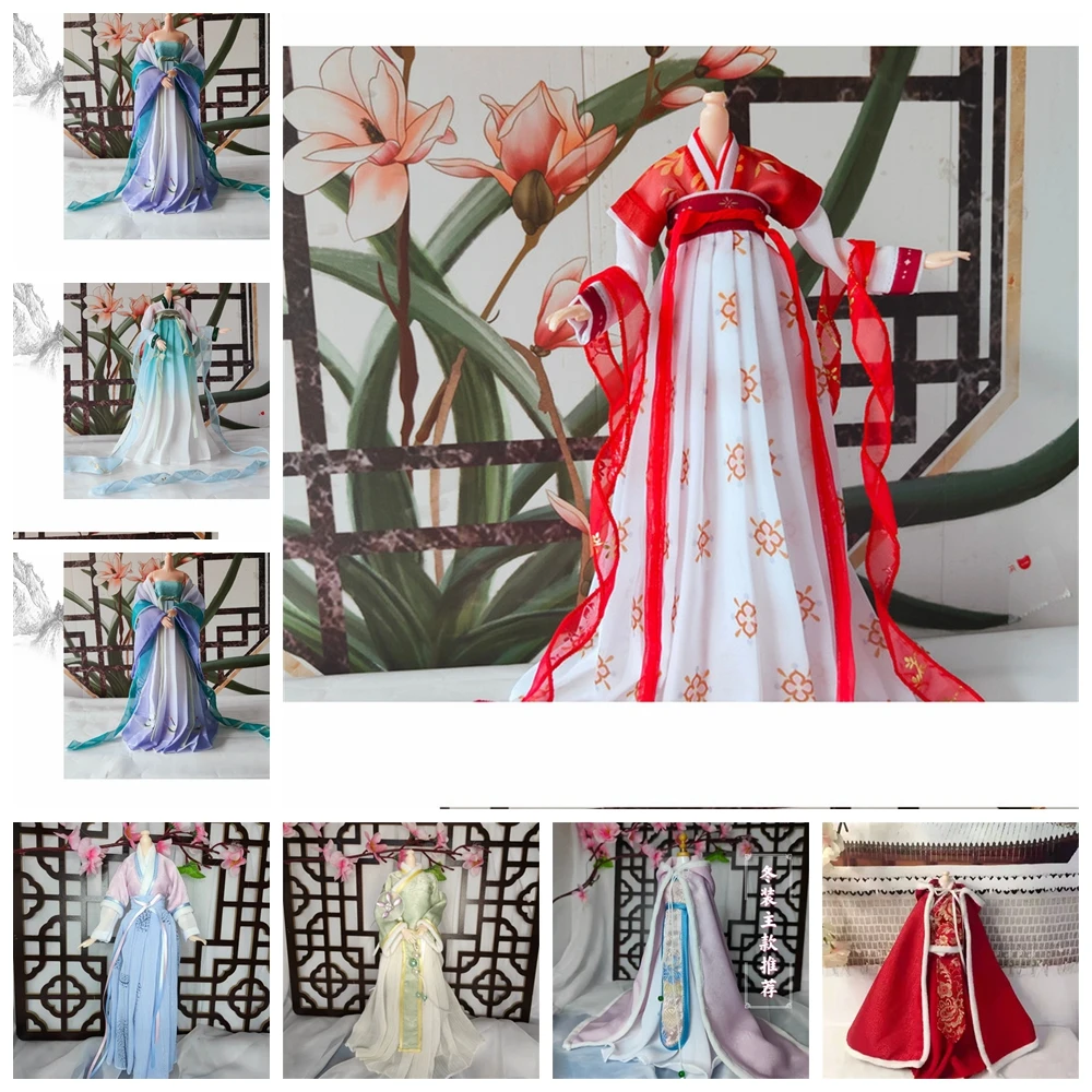 1/6 Female  Long coat  Hanfu Shirt Dress Chinese Ancient Classical Clothing  Suit Model for 12inch Action Figure Customize  Toys