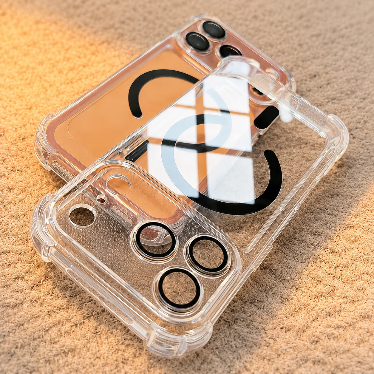 Coque transparente antichoc à quatre coins pour iPhone 17 Air 16 15 14 Plus 13 12 11 Pro Max avec protection d'objectif caméra compatible MagSafe