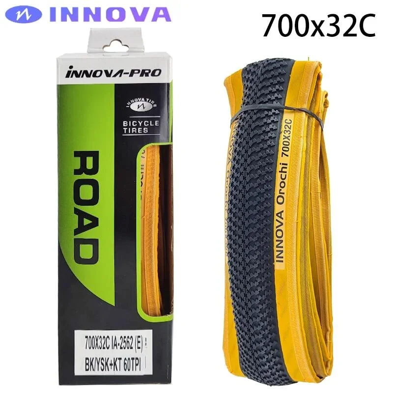 INNOVA Orochi 700x32c 32-622 Gravel Bicycle Tire Yellow Edge XC Off-Road MTB Bike Folding 60TPI Cycling Tire Parts IA-2562