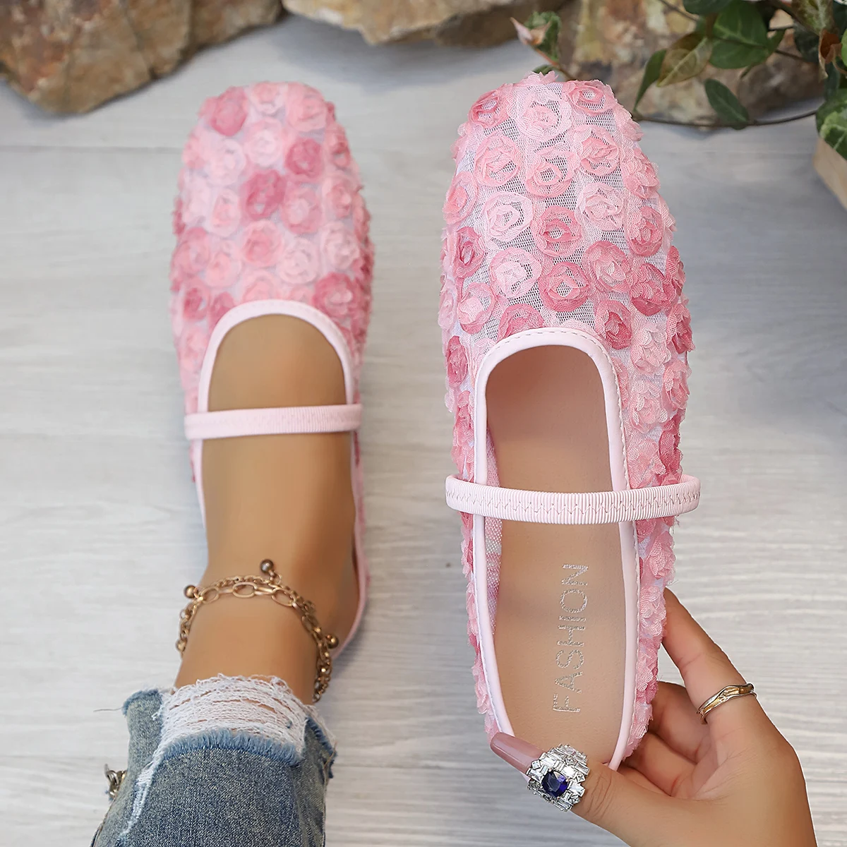 Sommerliche Elegante Quadratische Blumen-Mary-Jane-Schuhe für Damen – Modisch, Neu, Elegant und Bequem – Detail 8