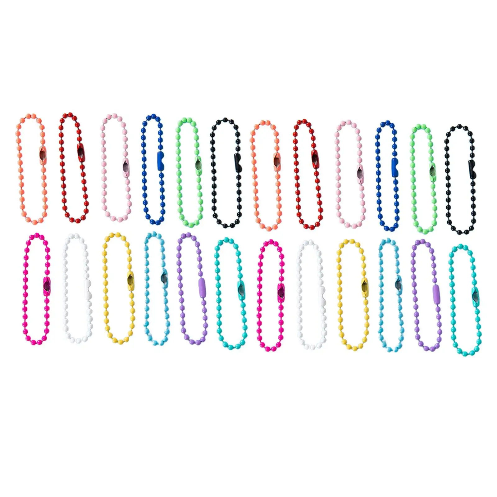 100 Pieces Metal Ball Bead Chain with Connector for Jewelry Making Label Hand