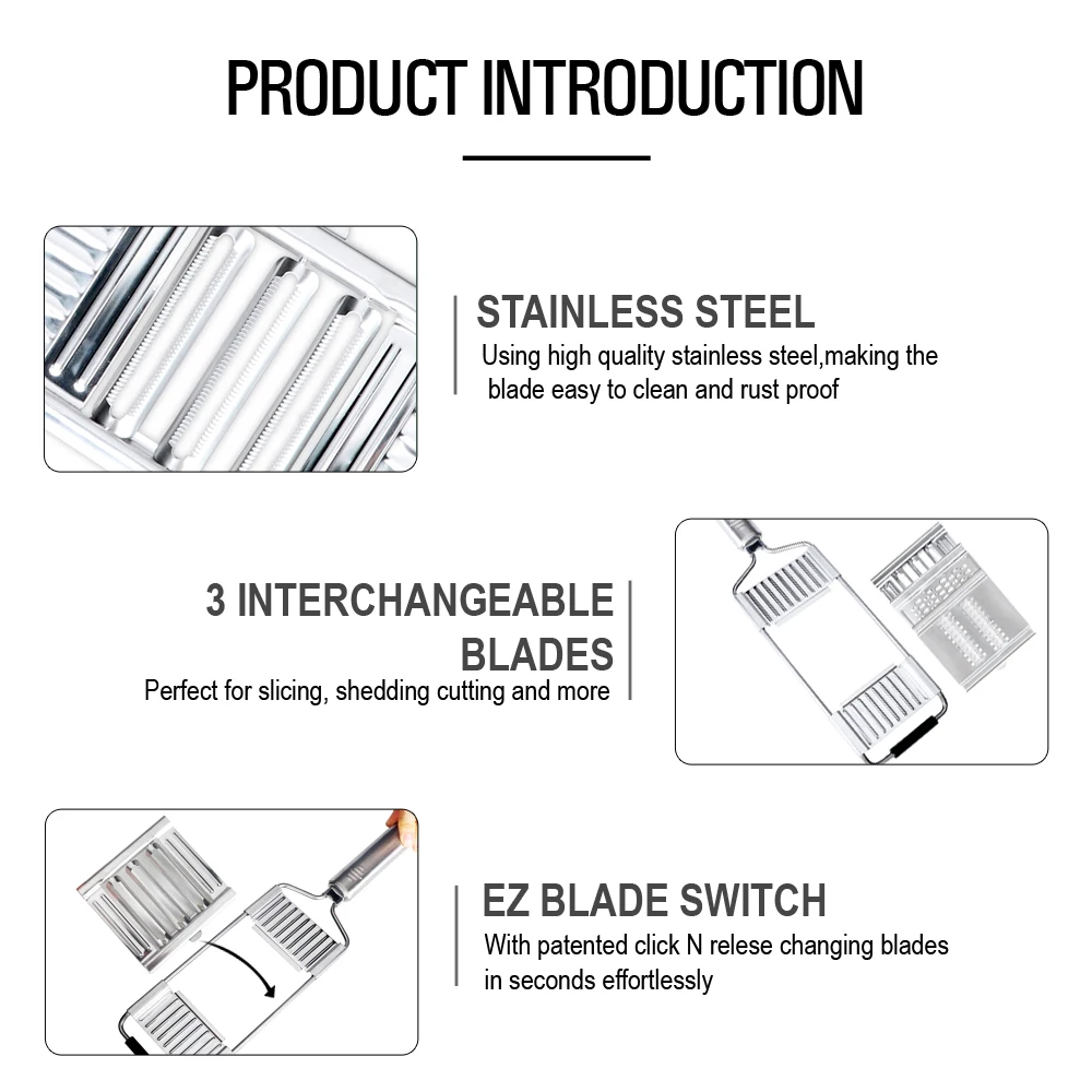 Shredder Cutter Stainless Steel Portable Manual Vegetable Slicer Easy Clean Grater with Handle Multi Purpose Home Kitchen Tool