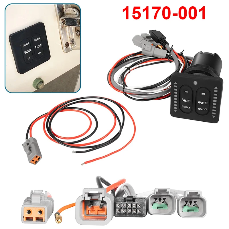 15170-001 Trim Tab Switch LED Integrated Indicator Tactile Kit with Pigtail Replacement, for Lenco Marine Single Actuator System