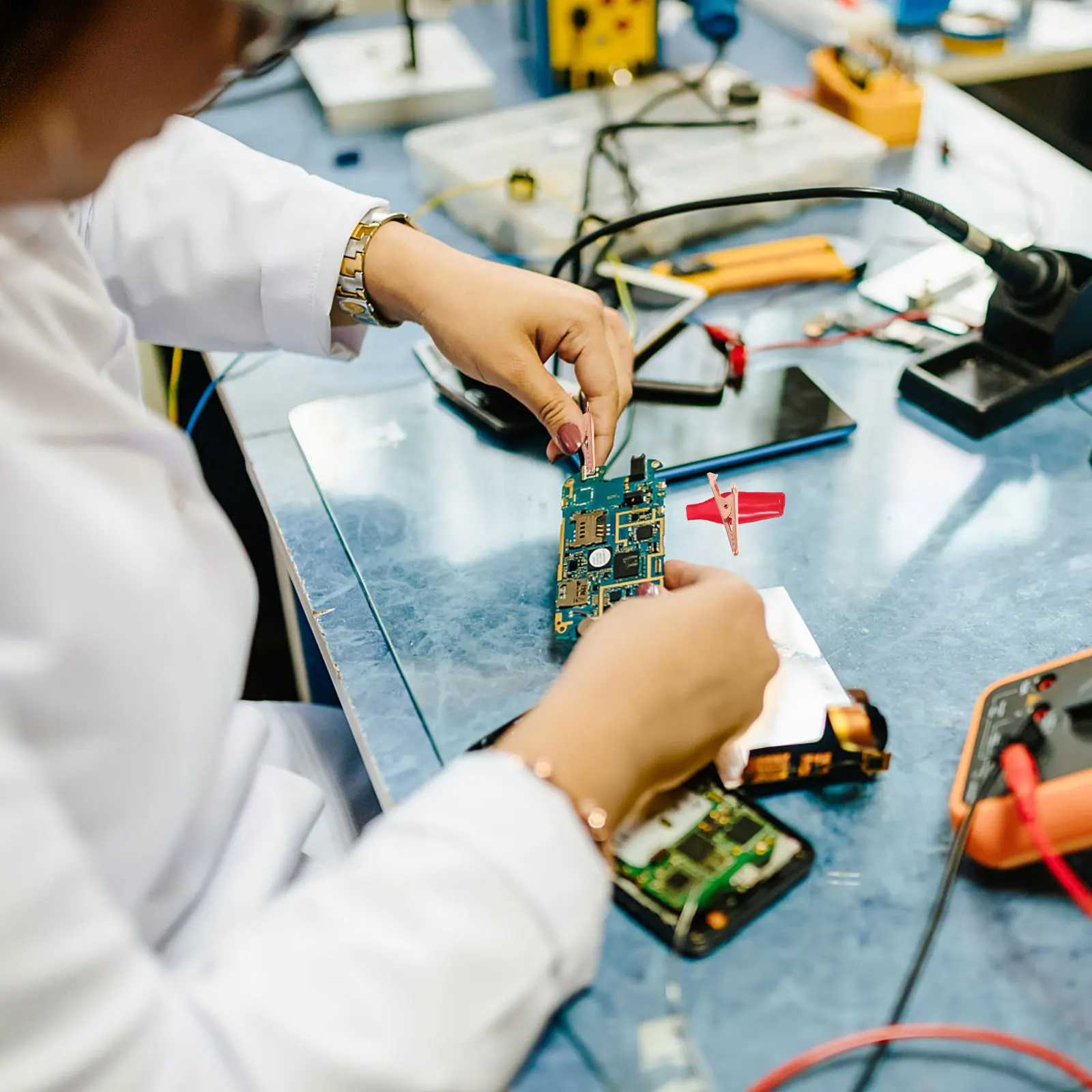 

10pcs Purple Copper Sheathed Alligator Clips Small Electrical Test Clamps For Wire Testing Electronic Applications Welding