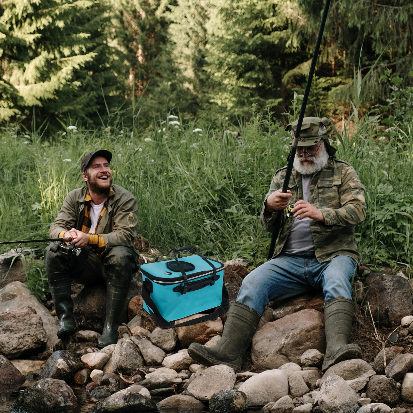 

1Pcs Folding Fishing Water Bucket Large Capacity Eva Waterproof Live Fish Container Portable Outdoor Bait Storage Camping Hiking