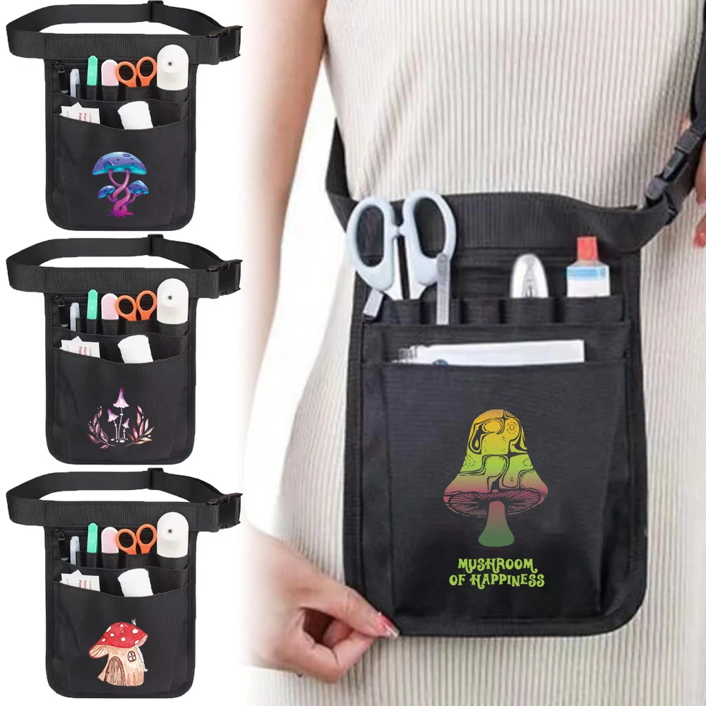 

Medical Utility Waist Bag Mushroom Printing with Reinforced Stitching and Multiple Slots for Pens and Other Essential Work Tools