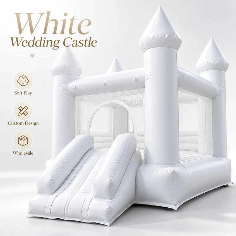 Pastel Pink Blue White Inflatable Decoration Bouncy Castle Kids Jumper with Slide Bounce House for Birthday Party Event