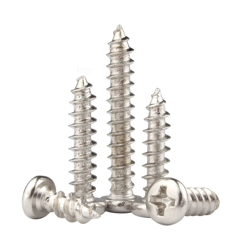 Baja karbon berlapis nikel M1 M1.2 M1.4 M1.7 M2 M2.6 M2.8 M3 M3.5 M4 sekrup kayu ceruk Silang kepala sekrup kayu mengetuk sendiri