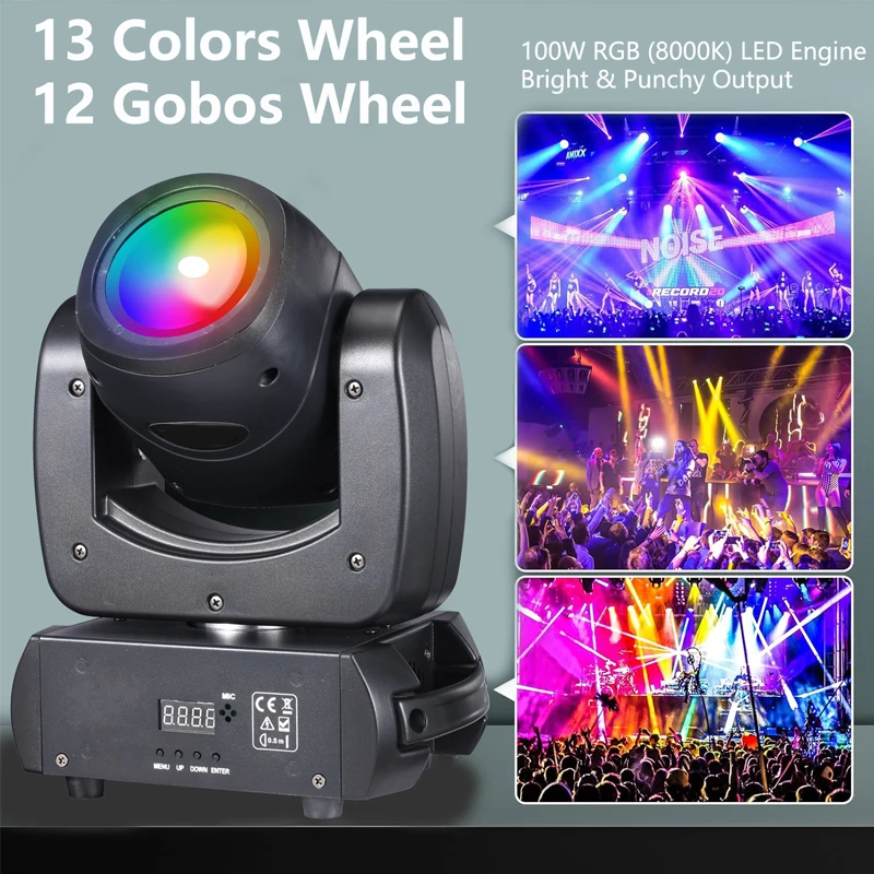 Imagem -04 - Led Beam Moving Head Light 100w dj Stage Lights 12 Gobo 13 Cores com Som Ativado Dmx512 Controle para Festa de Discoteca Casamento Ktv