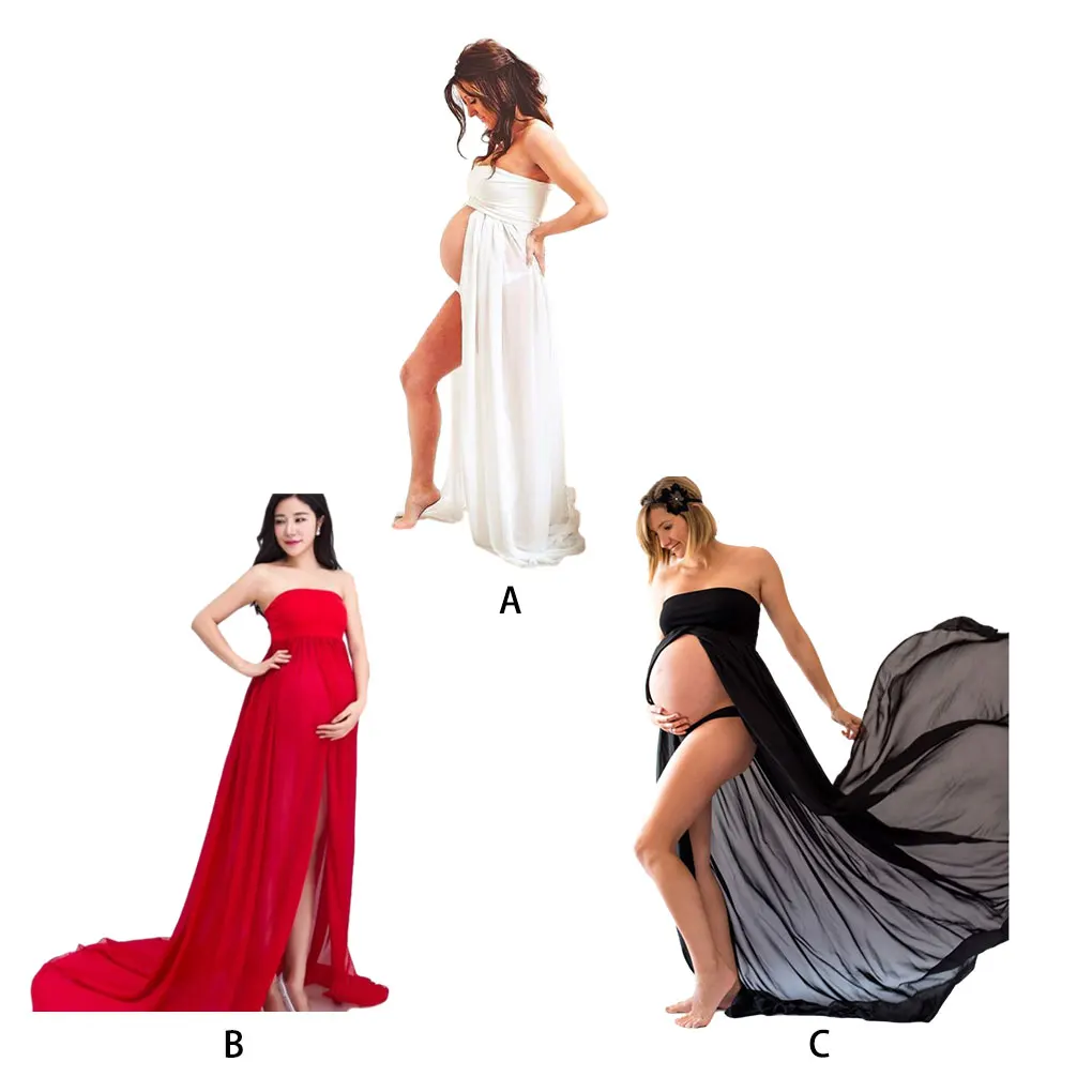 

Elegant Split Front Maternity Gown Sexy Pregnant Women Photography Props Easy To Clean