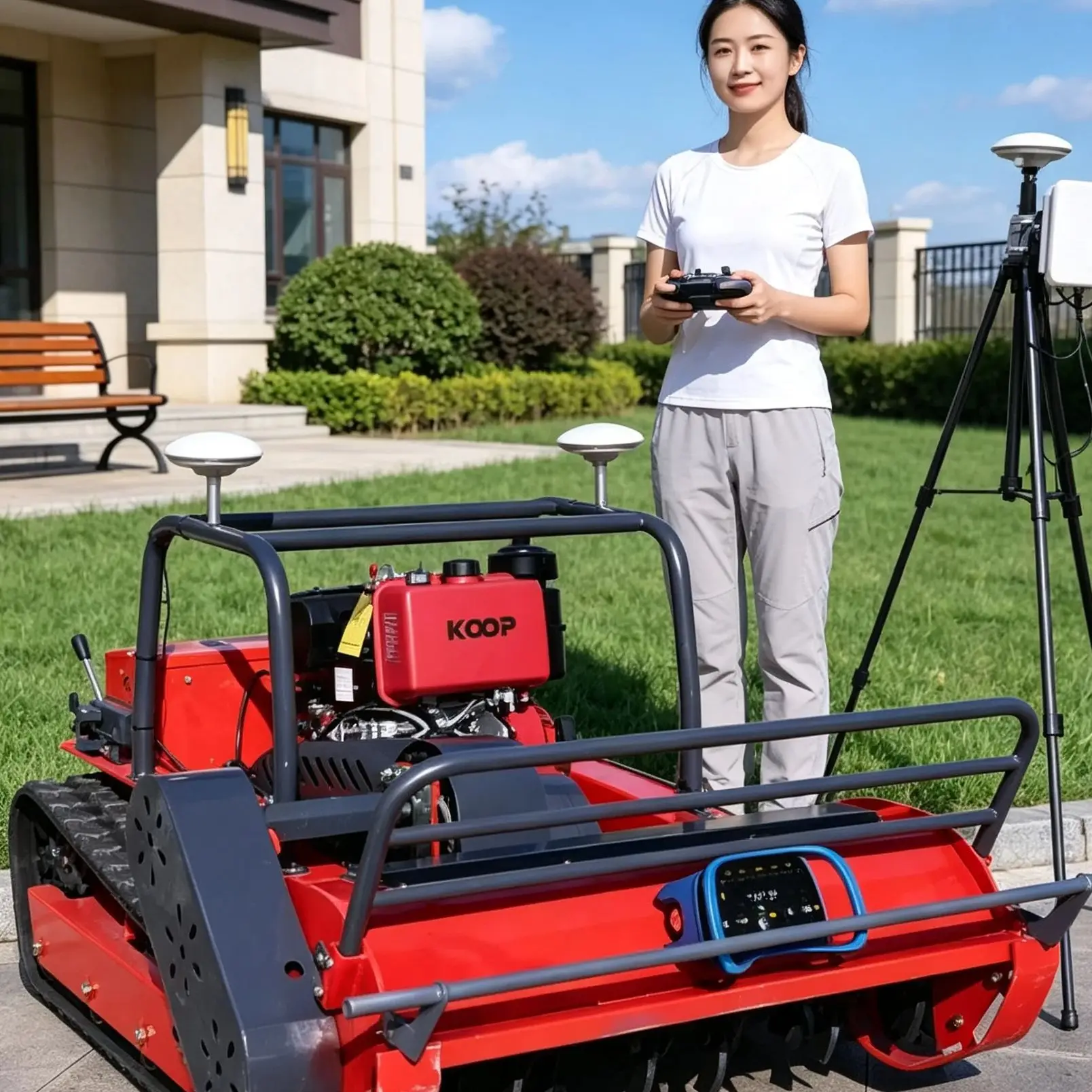 Customized Hilly Berry Orchard Slopes 1200S‑GPS Red Wireless Remote Mower, Anti‑Impact Flail Blade,Stable GPS