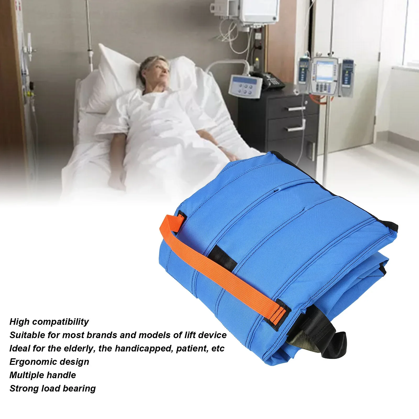 

Patient Full Body Lift Sling Royalblue Head Support Toileting Transfer Sling with Opening for Elderly Patient Transfer Belt