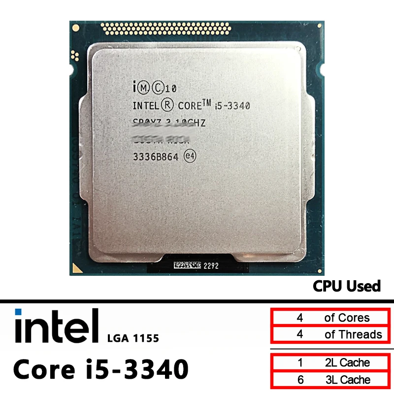 

Intel Core i5-3340 Used i5 3340 3.1 GHz L2=1M L3=6M 77W LGA 1155