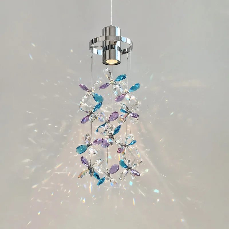 style light luxury bedroom bedside small chandelier 2025 new flower crystal chandelier advanced feeling entrance petals