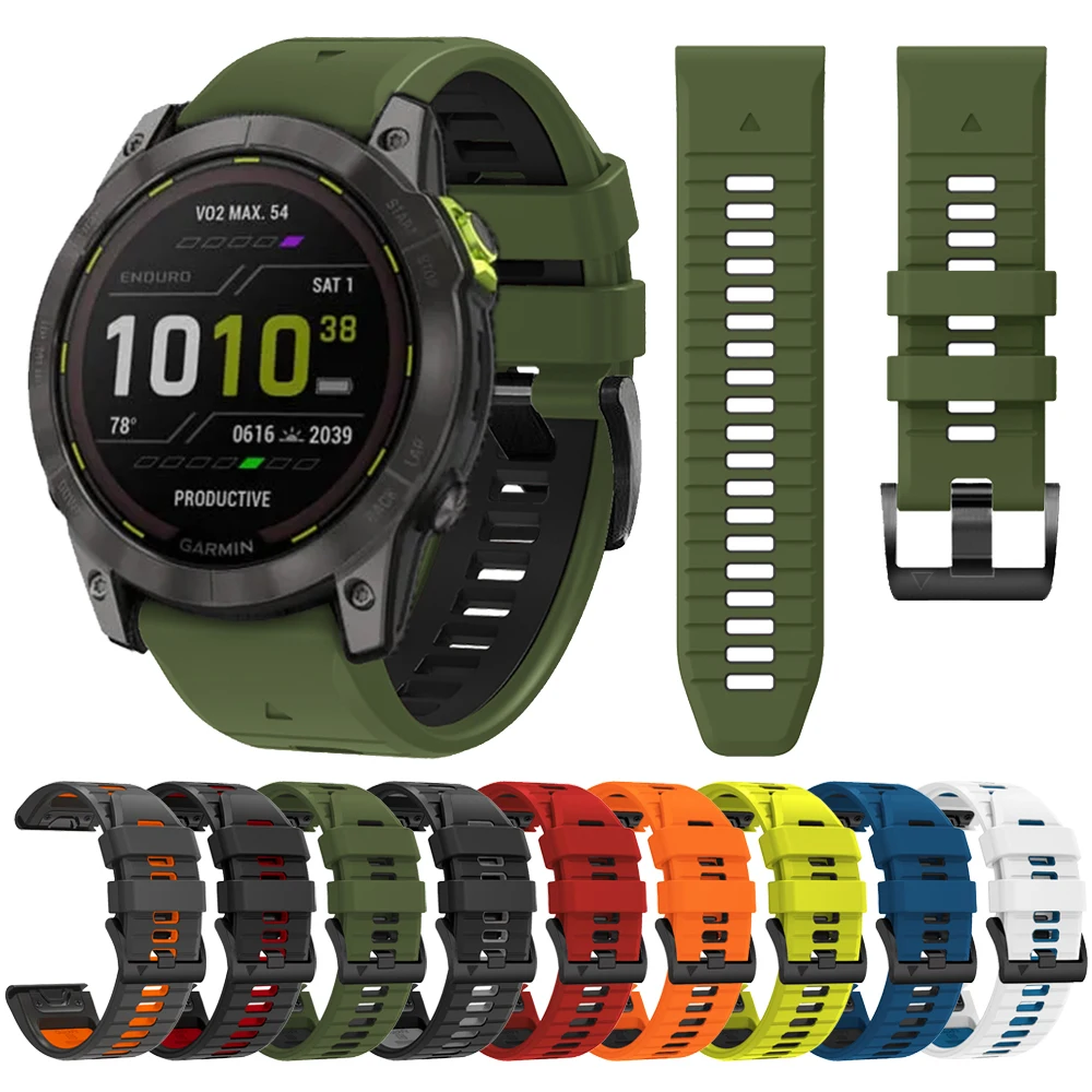 QuickFit 26mm 22mm Band For Garmin Fenix 8 E 7 7X 6 6X 5 5X/Marq Epix Pro 2 47mm 51mm/Enduro 3/965 955 Silicone Strap Bracelet