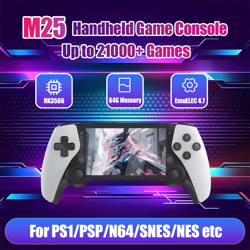 

New M25 64G Handheld Game Console 4.3 HD LCD Screen Video Game Console for PS1/PSP/SNES/N64/NES/MAME etc with 21000+ Retro Games