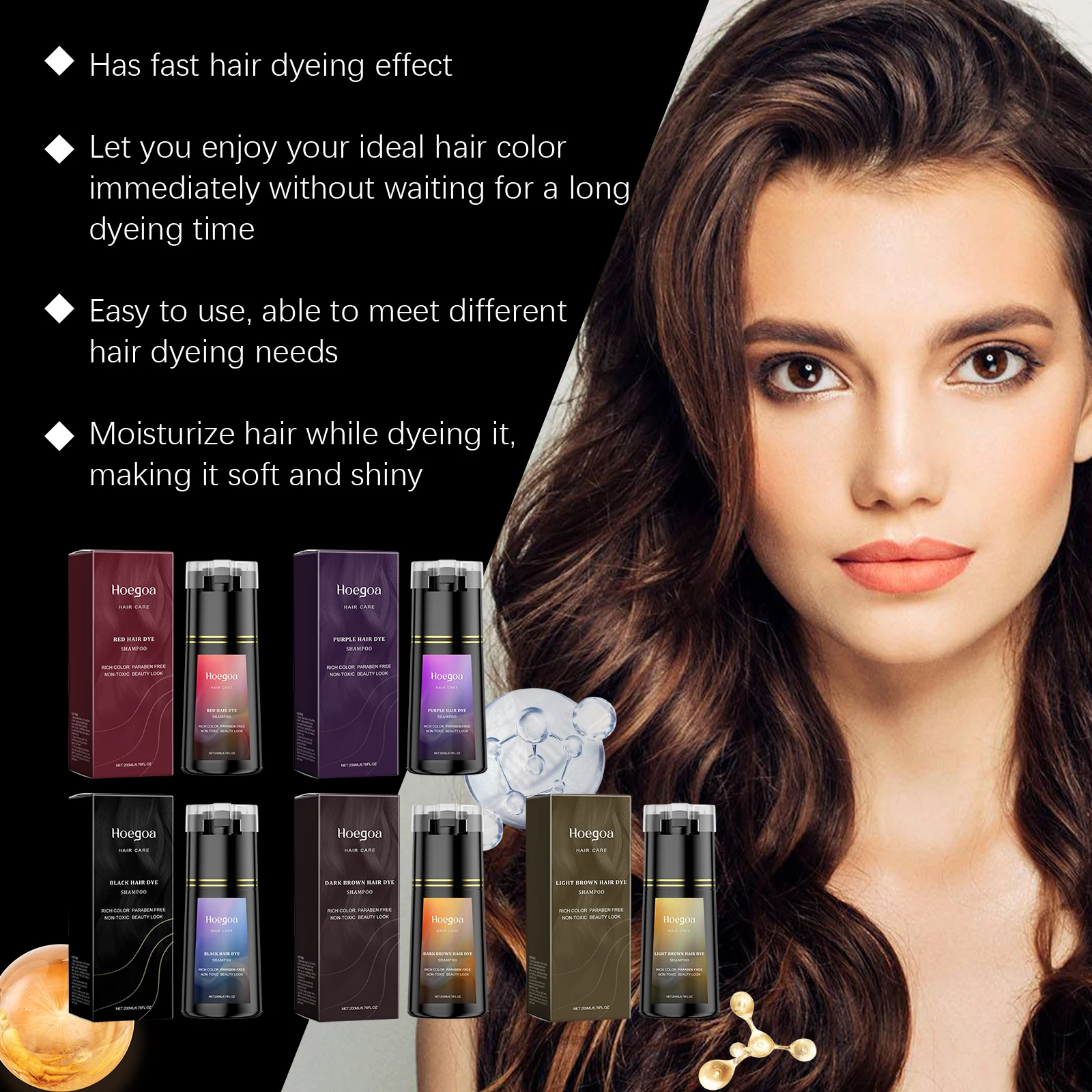 Black Hair Dye Shampoo Rapid Hair Dyeing Repair Dry Reduce Breakage Split Ends Oil Control Nourishing Hair Root Coloring Shampoo