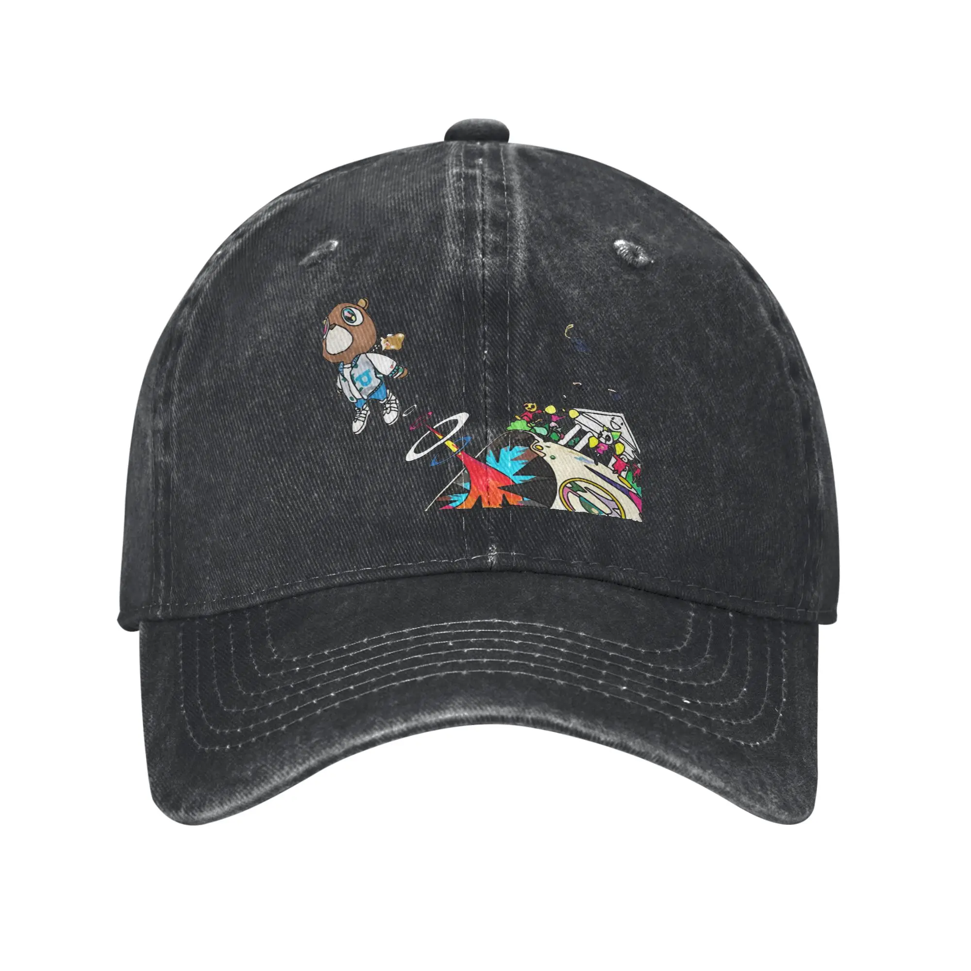 Graduation Bear Kanye West Baseball Caps Distressed Washed  Headwear Unisex Outdoor Activities Unstructured Soft Caps Hat