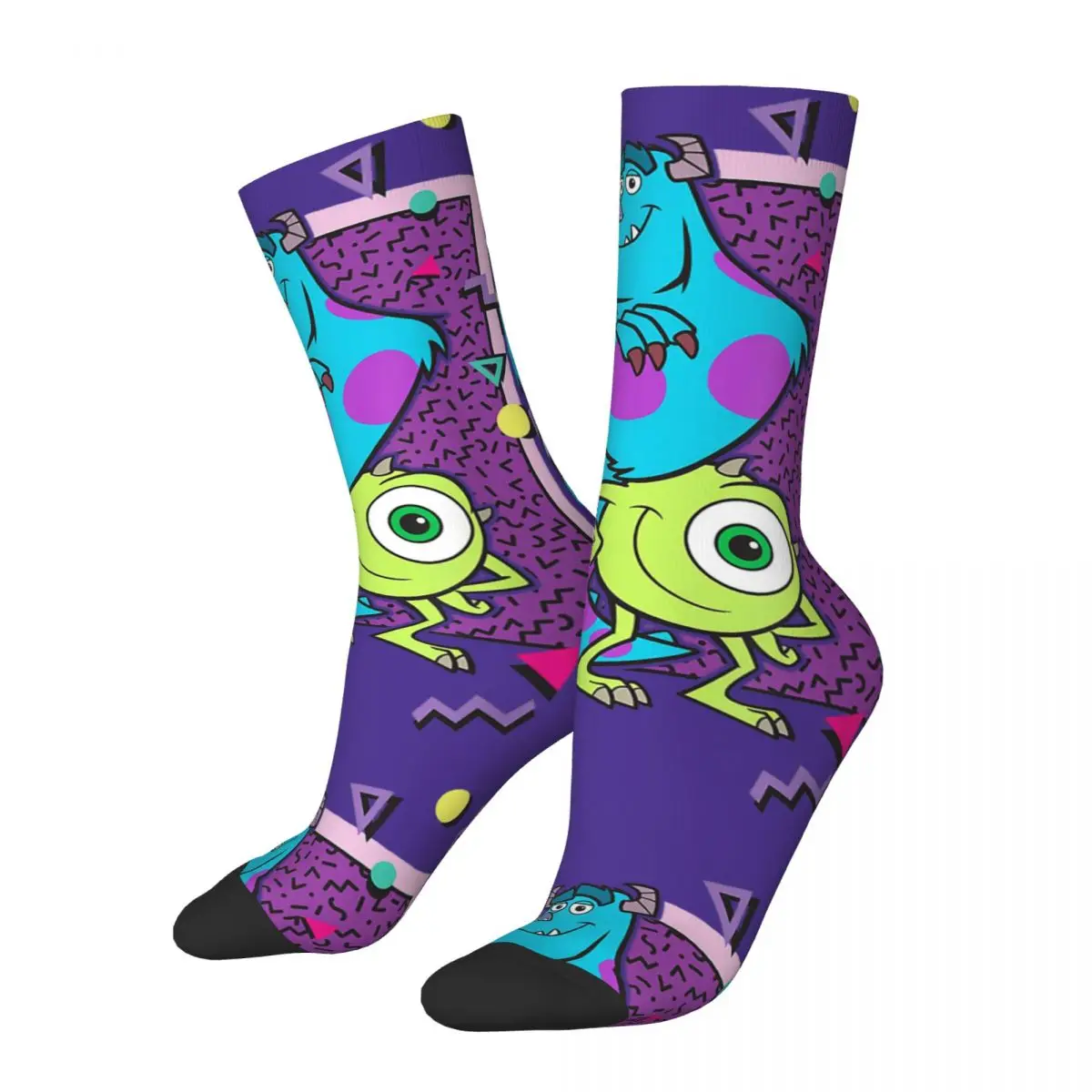 Hip-hop Monsters Inc. Mike And Sully 90\'s Style Basketball Socks Polyester Middle Tube Socks for Unisex