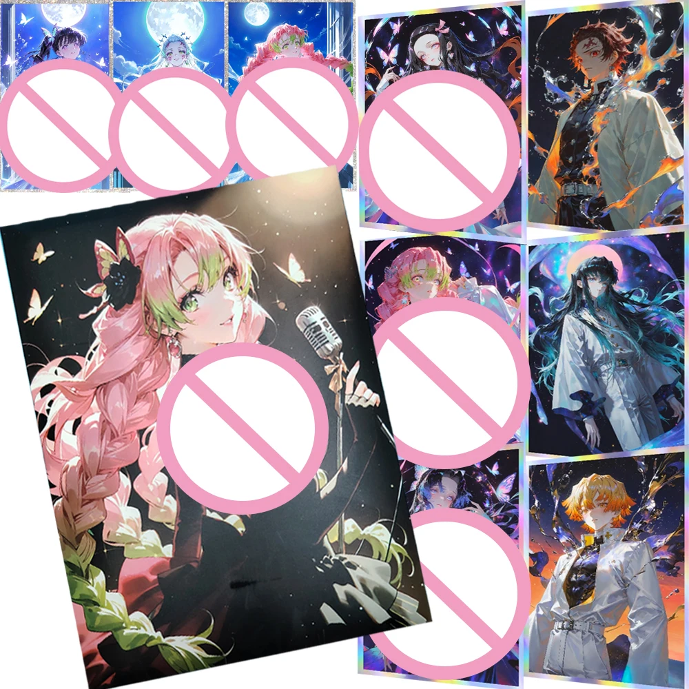 

Popular Anime Demon Slayer Collection Cards Girls' Party Visual Feast Temptation Color Paper Series Theme Cards Peripheral Gifts