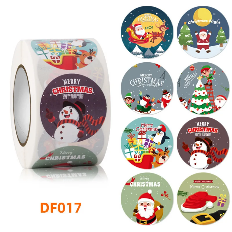 100-500 Pcs 3.8cm New Merry Christmas Elk Snowman Gingerbread Paper Stickers Label Seal Decoration Waterproof Sticker