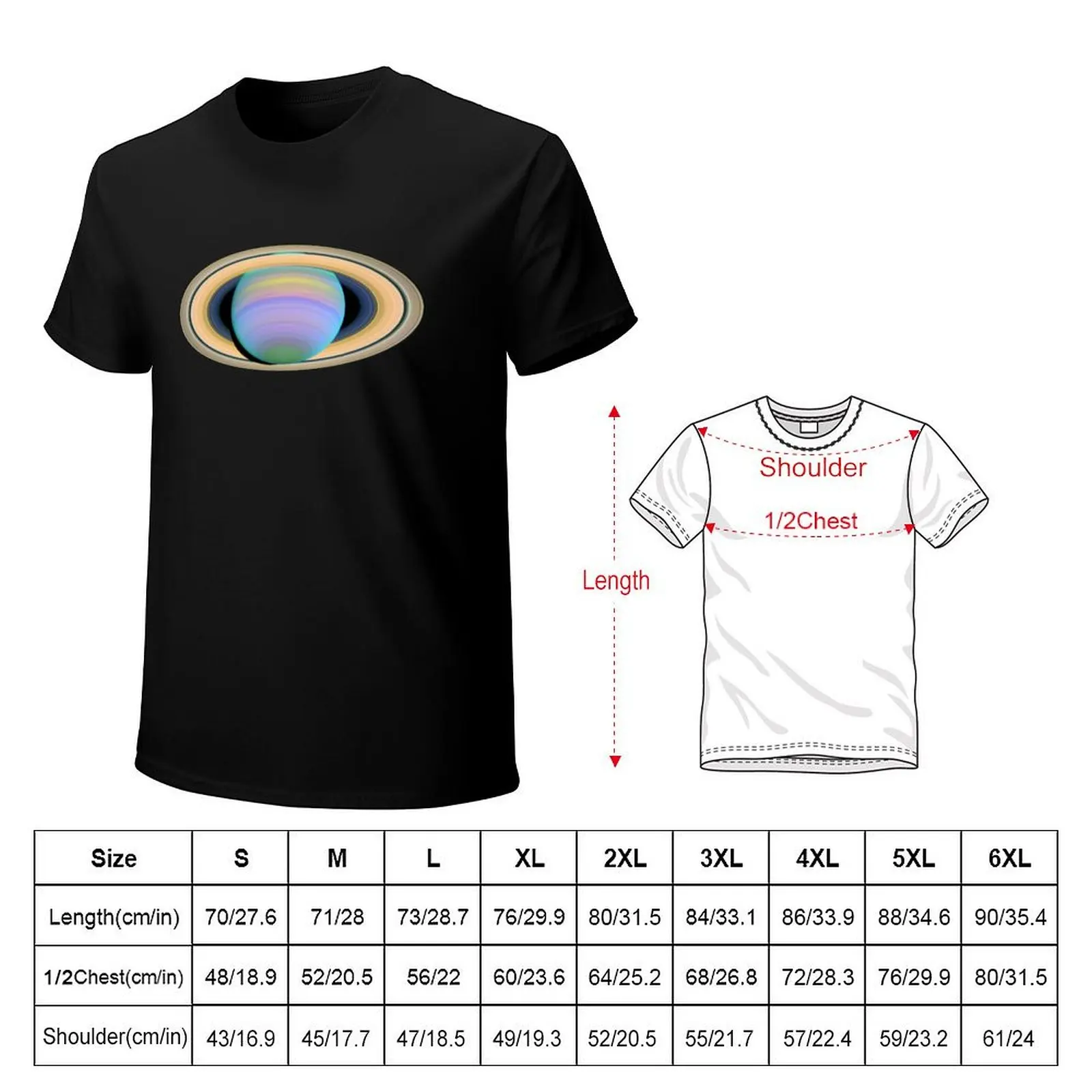 Saturn rings in ultraviolet light sticker T-Shirt Casual Trendy Streetwear Tee Shirt