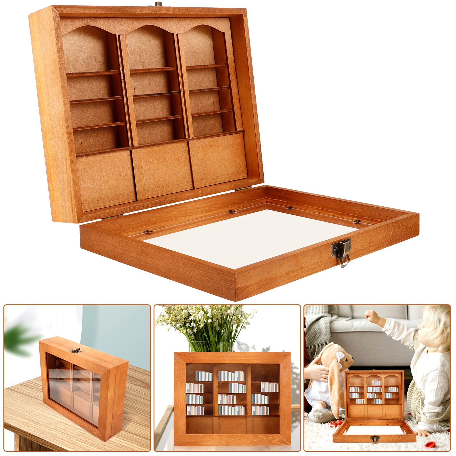 

Книжная полка «сделай сам», миниатюрный декор, деревянная маленькая книжная полка для кукольного домика, ремесло, реалистичная имитация, развлечение детей