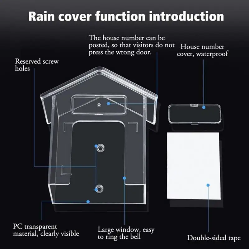 Ring Doorbell Protector Transparent Protector Cover For Doorbells Weather Proof Rain Shield For Door Locks Door Knobs Universal