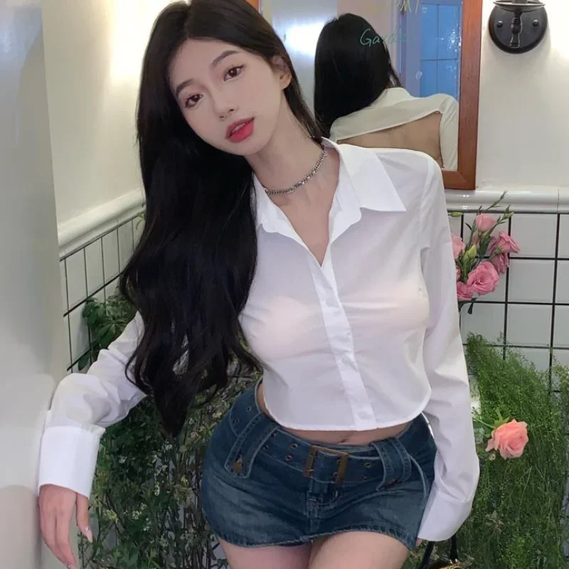 

Рубашки с открытой спиной для женщин, бандажный дизайн, однотонные сексуальные Hotsweet, американский стиль, Y2k, модные облегающие шикарные летние универсальные укороченные топы