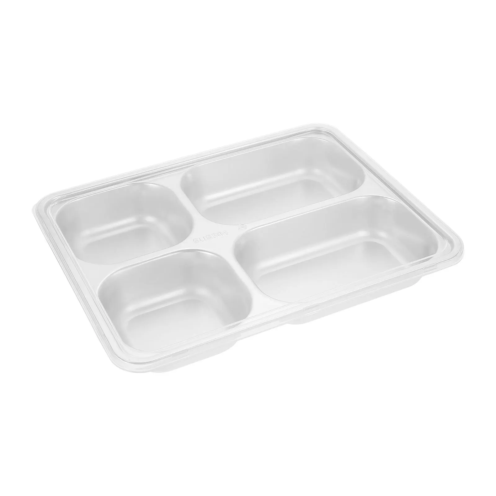 304 Stainless Steel Food Plate Thickened Grid Design For Camping Picnic Travel Divided Tray Kitchen Tableware