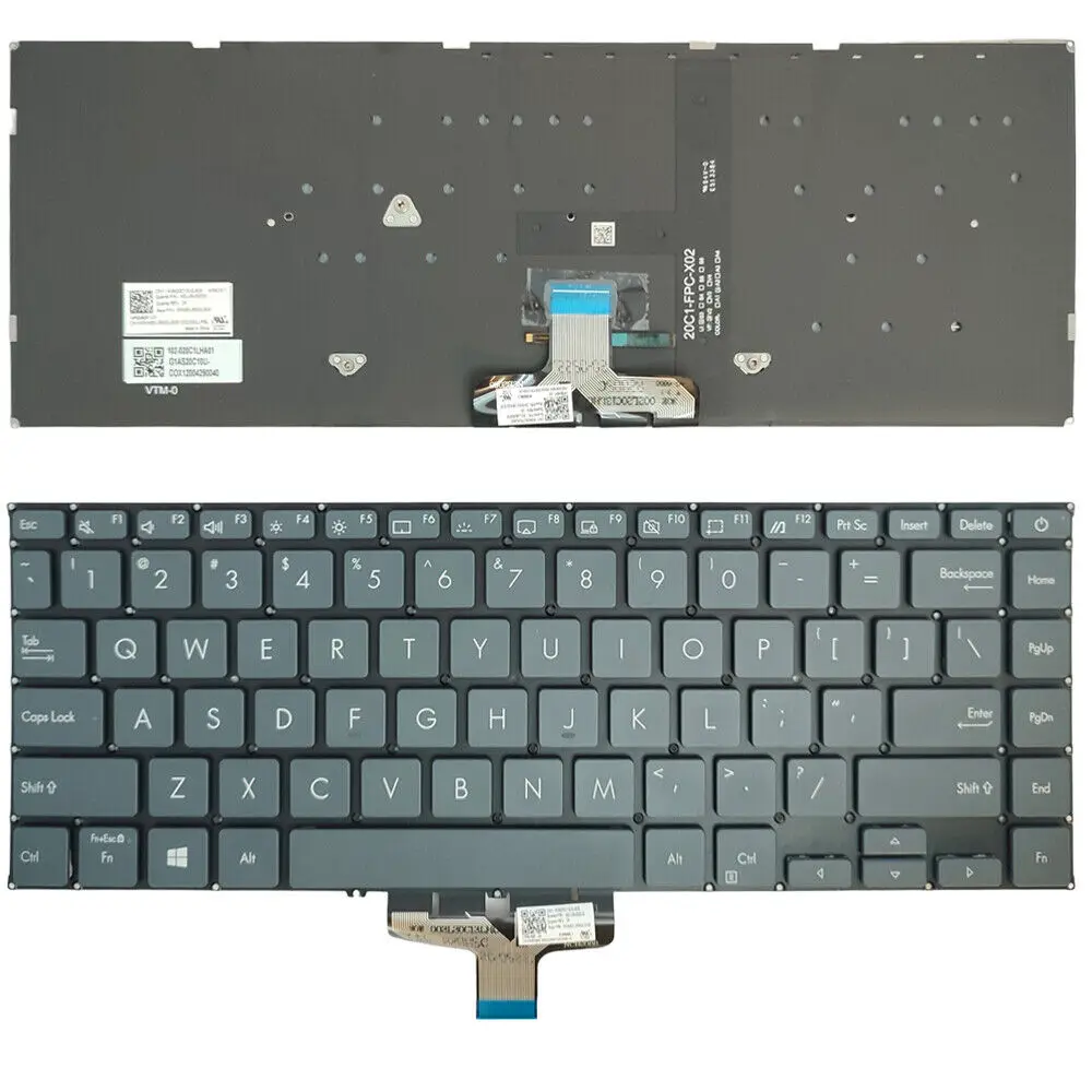 

New Green For ASUS Zenboo UX435EAL UX435EGUS UX435EA UX435EGL UX435 UX435E UX435EG Gray Backlit US Keyboard