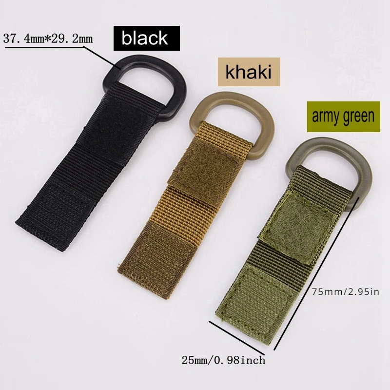 5Pcs Tactical Multifunction Nylon Molle Webbing Belt D-Ring Carabiner Magic tape Hanging Keychain Backpack Hook molle buckle