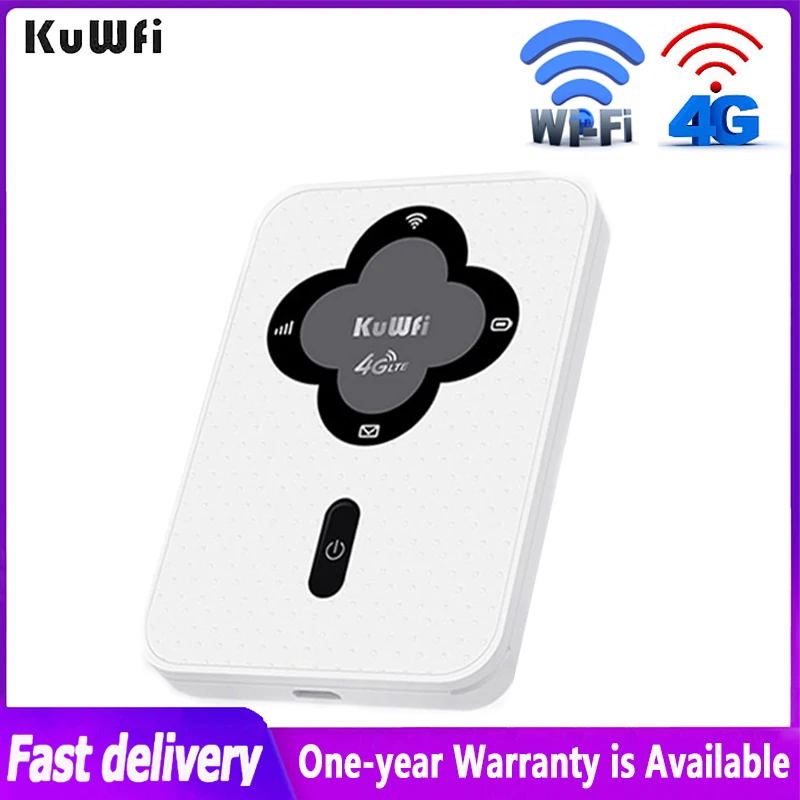 

KuWFi 4G Mobile Router 150Mbps Wireless Wifi Lte Mini Modem Hotspot With SIM Card Slot Built-in Battery Support 10 Users