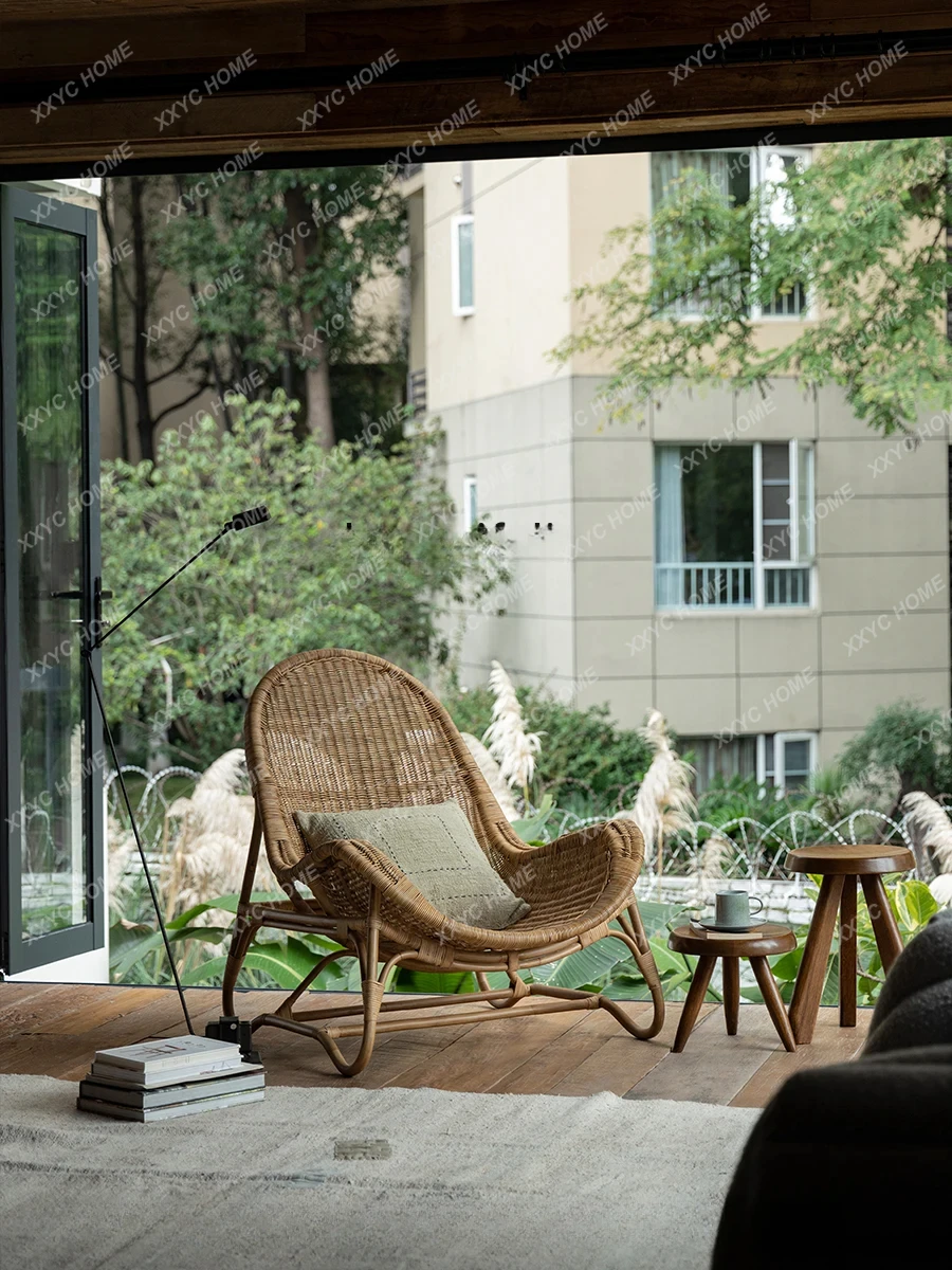 Südostasien Rattan Kunst Natürliches Rattan Vintage Chic Stil Designer Balkon Freizeit Stuhl Sofa Liege Wohnzimmermöbel