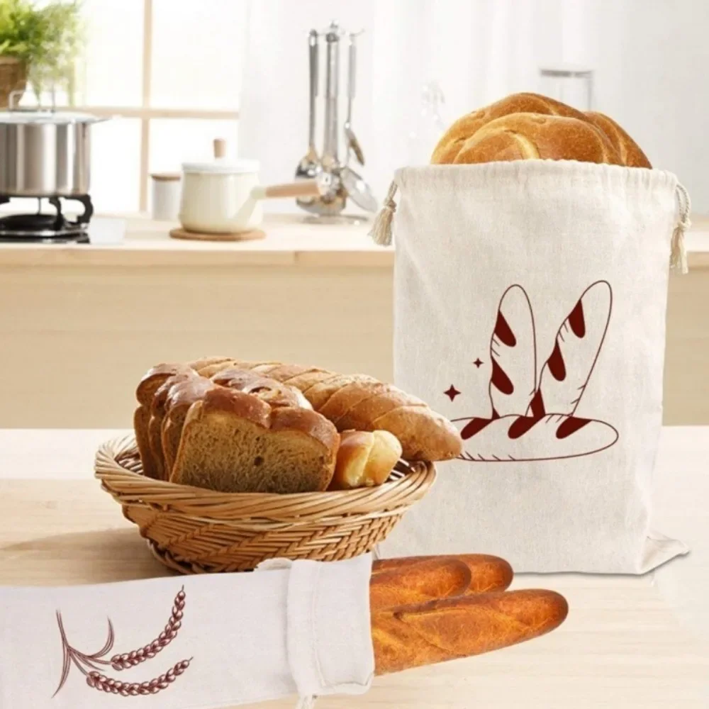 

Multifunctional Cotton Storage Sack, Drawstring Linen Bread Bag, Reusable Canvas Pouch for Food Gift Daily Organizer H0352