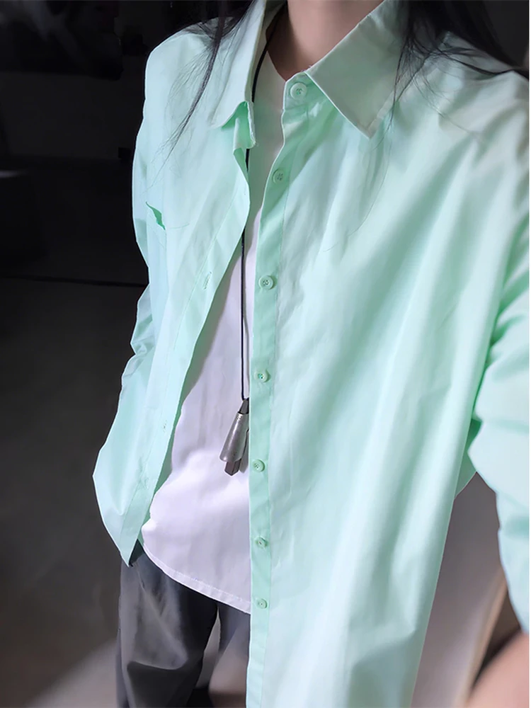 

Хлопковая рубашка Mandala Sle свободного кроя с длинными рукавами для мужчин и женщин, мятного цвета, с защитой от солнца, повседневная верхняя одежда для пар, пальто с защитой от ультрафиолета