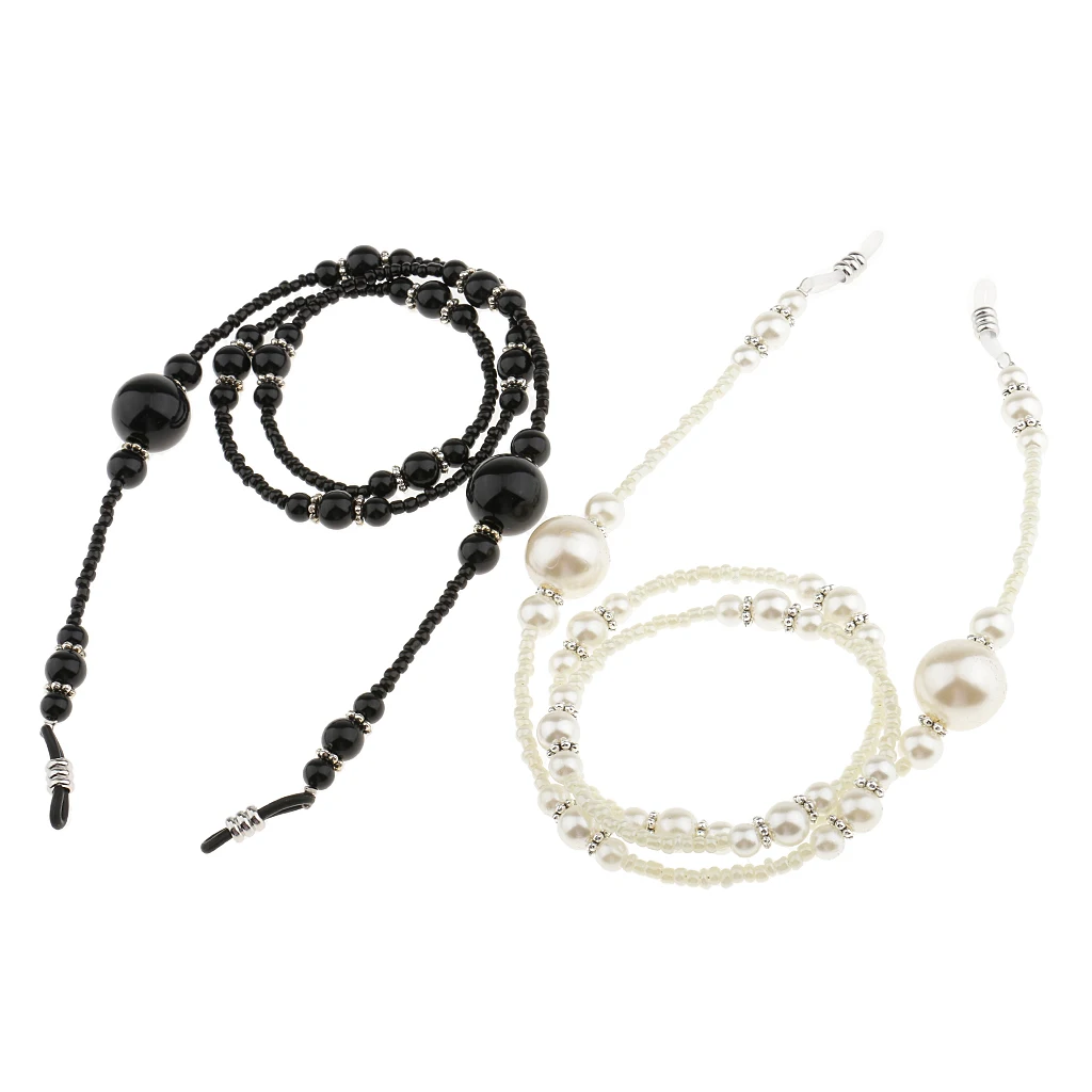 2Pcs Crystal Beads Eyeglass Chains, Cords, Holder Strap Lanyards Eyewear Retainer