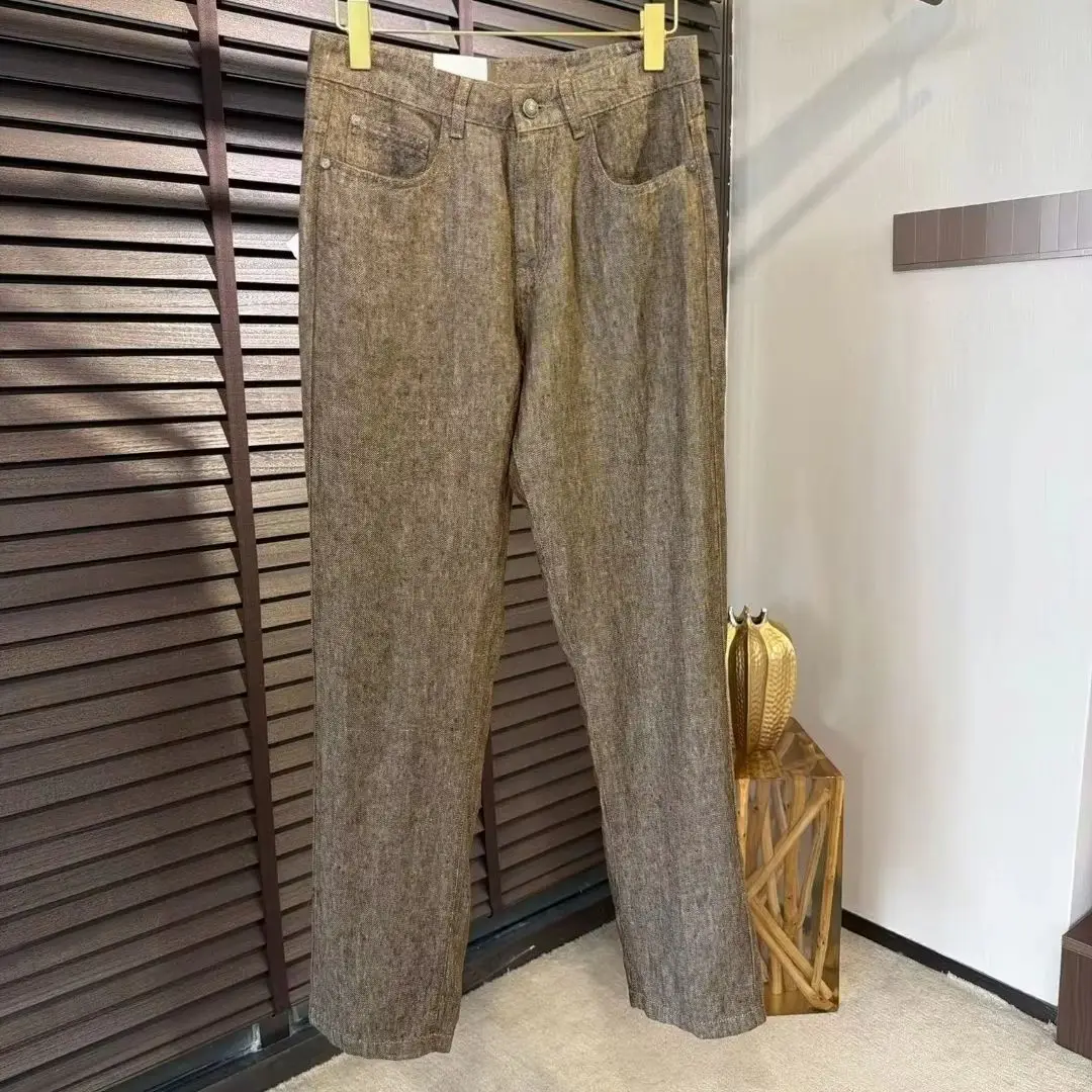 

Мужские прямые повседневные брюки BC Italian Old Money из дышащего чистого льна, коллекция 26SS