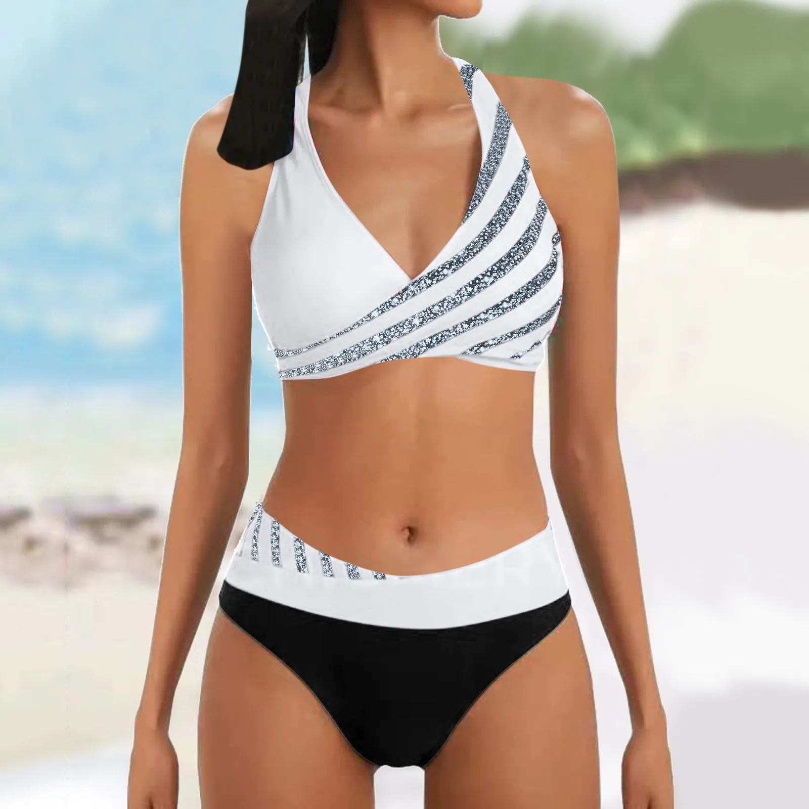 2024 nowe damskie bikini z wysokim stanem, dwuczęściowe, mieszane kolory Sexy Push Up Plus Size strój kąpielowy, letnie kostiumy kąpielowe plażowe