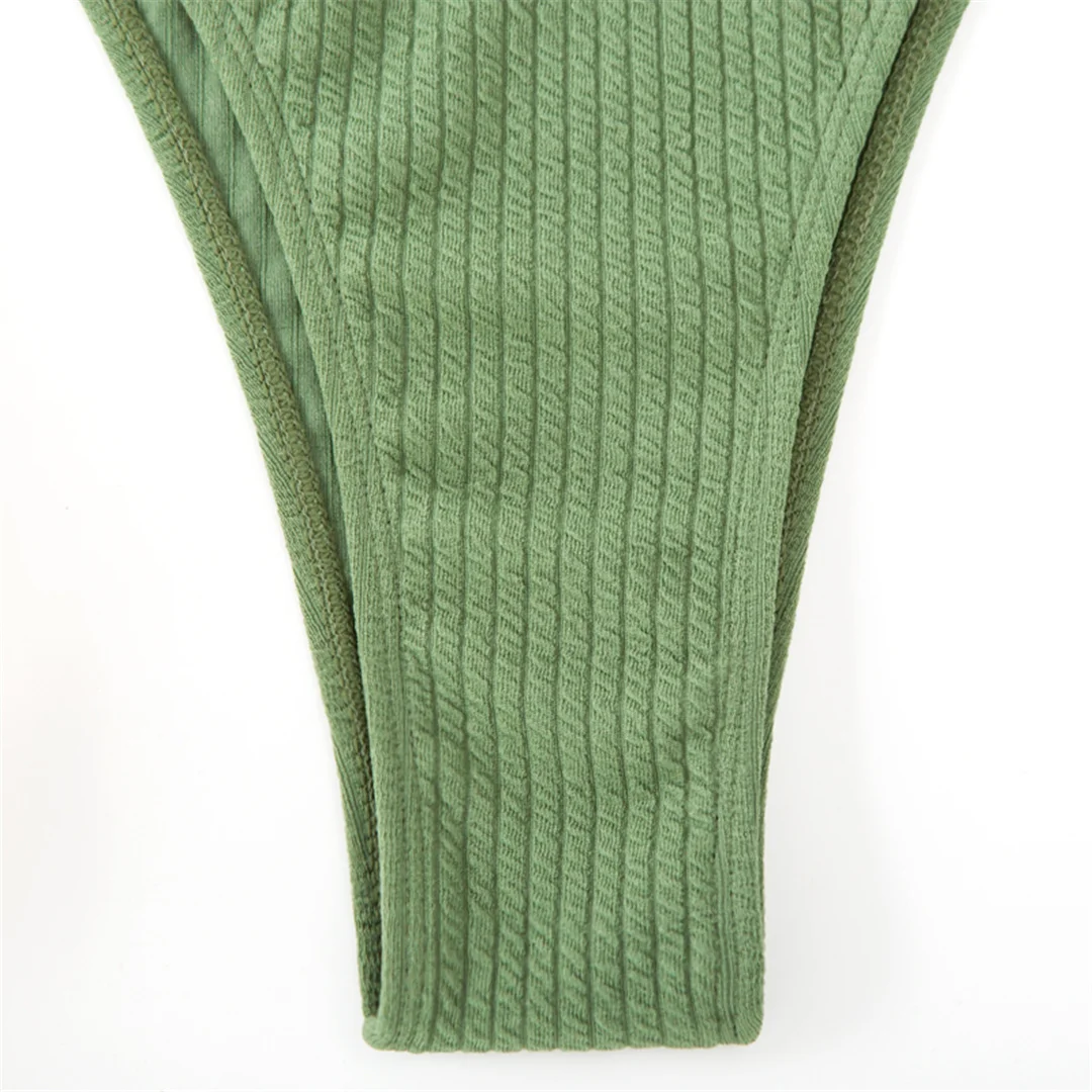 Gerippter Metallring-Bikini, zweiteiliger Damen-Badeanzug, Damen-Badebekleidung, hoch geschnittene Beine, gepolsterter Badeanzug, Badeanzug, Schwimmkleidung V7120 – Detail 23