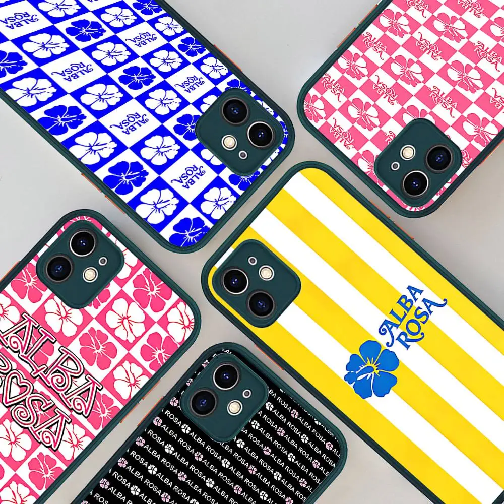 Funda de Teléfono a la Moda A-ALBA R-ROSA para iPhone Air 16 15 14 Plus 13 12 11 Pro Max, Carcasa Mate de Gel Anti-Golpes