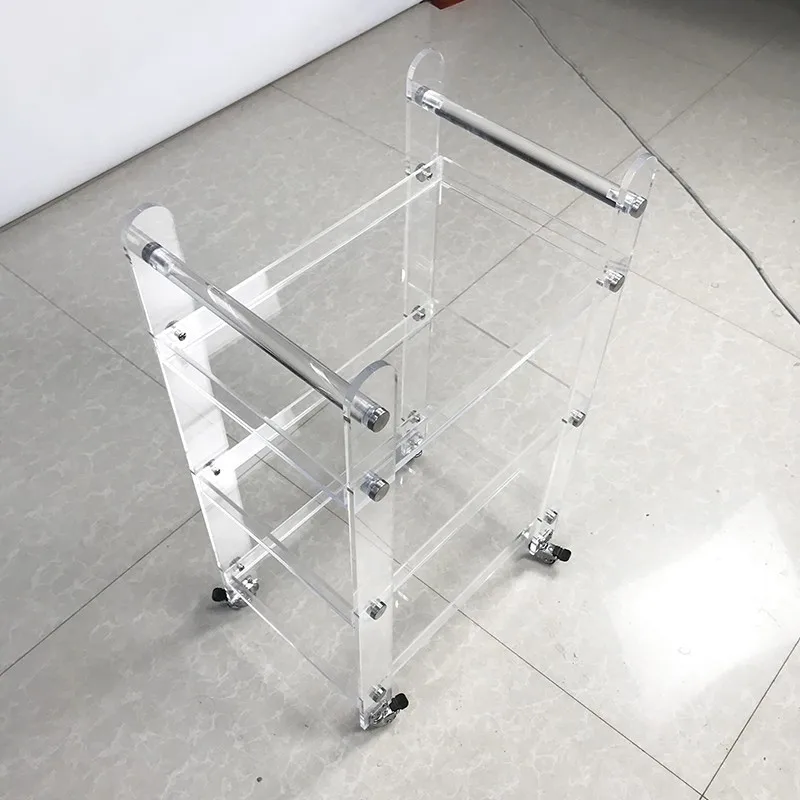 

Ins Style moveable Acrylic Cart Rack Multi-Layer Modern Simple Household Transparent Stacked Storage Cabinet Drawer Organizer