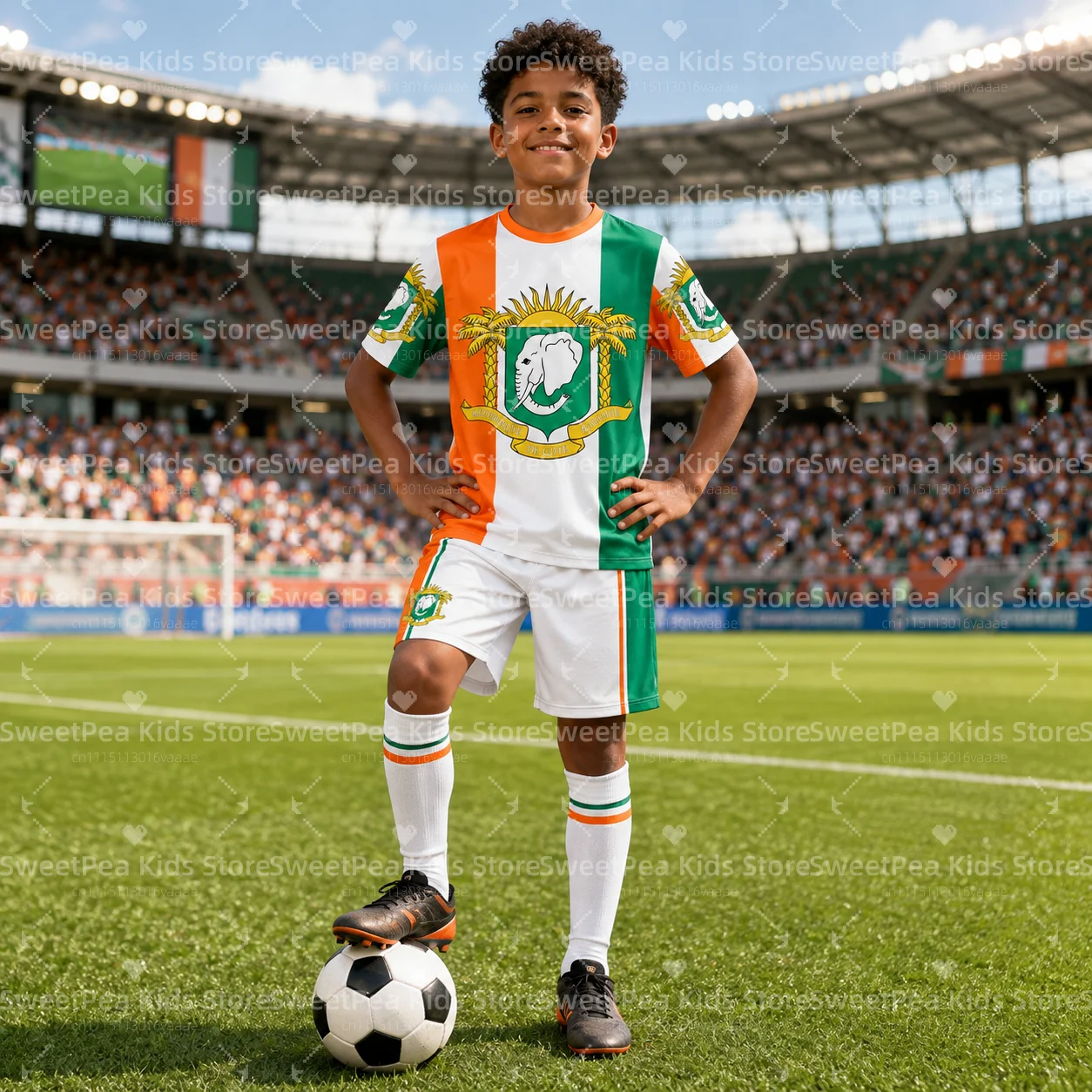 2026 New Ivory Coast Themed Football Jersey Sets Summer Children's Outdoor Casual Breathable T-shirts and Sets